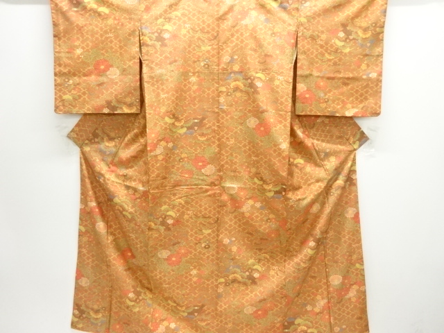 JAPANESE KIMONO / ANTIQUE KIMONO / SILK / OSHIMA TSUMUGI / MATSUKAWABISHI
